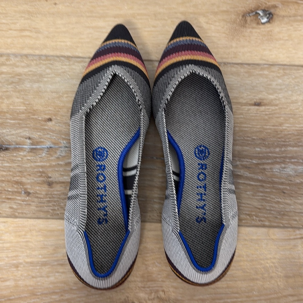 Rothy's Multi Striped Textile The Point Ballet Flats Comfort Women’s US 8.5 - Picture 4 of 11